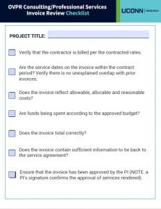 Screenshot of Consulting/Professional Services Invoice Review Checklist job aid