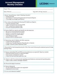 Screenshot of Account Management Monthly Checklist job aid