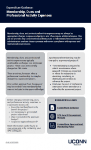 Screenshot of Expenditure Guidance: Membership, Dues, and Professional Activity Expenses job aid
