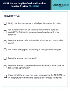 Screenshot of Consulting/Professional Services Invoice Review Checklist job aid