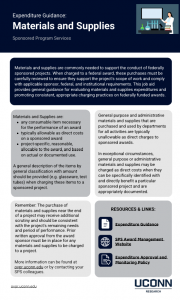 Screenshot of Expenditure Guidance: Materials and Supplies job aid